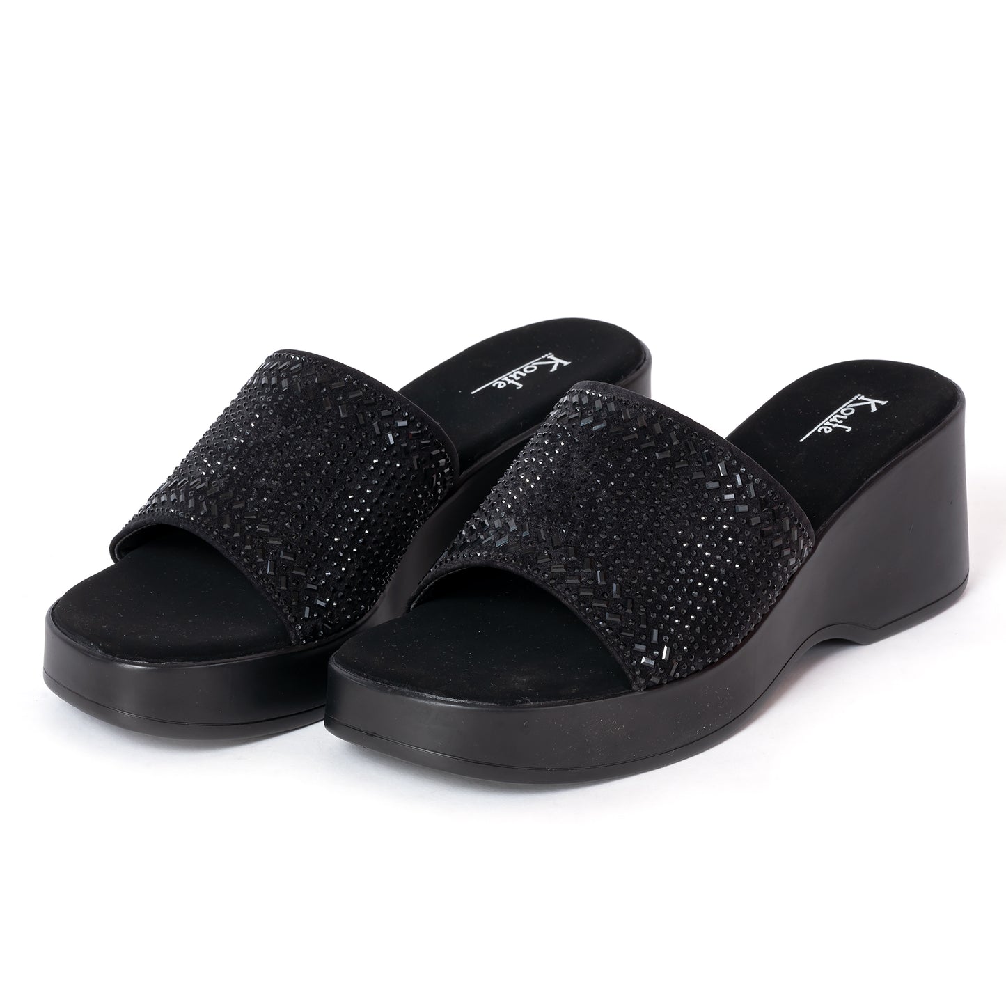 Party WEDGES Slip Ons BLACK