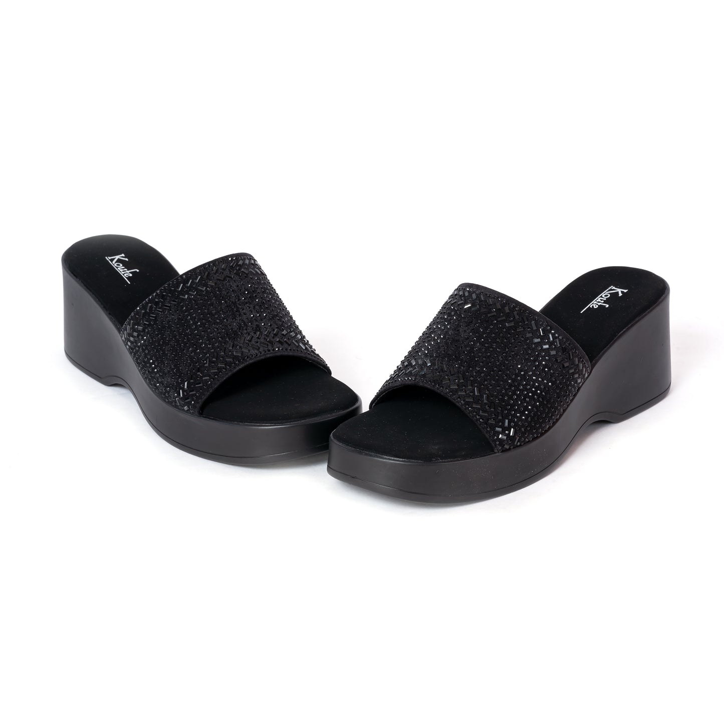Party WEDGES Slip Ons BLACK