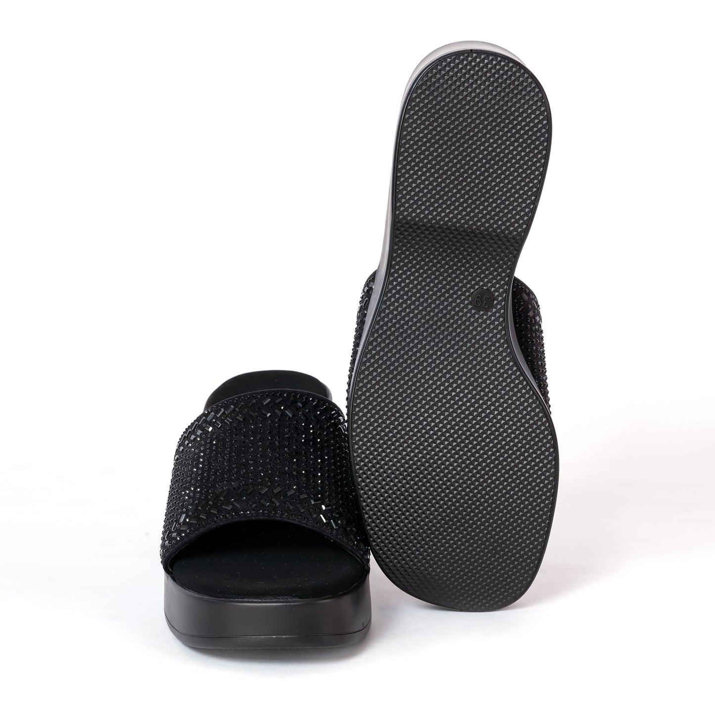 Party WEDGES Slip Ons BLACK