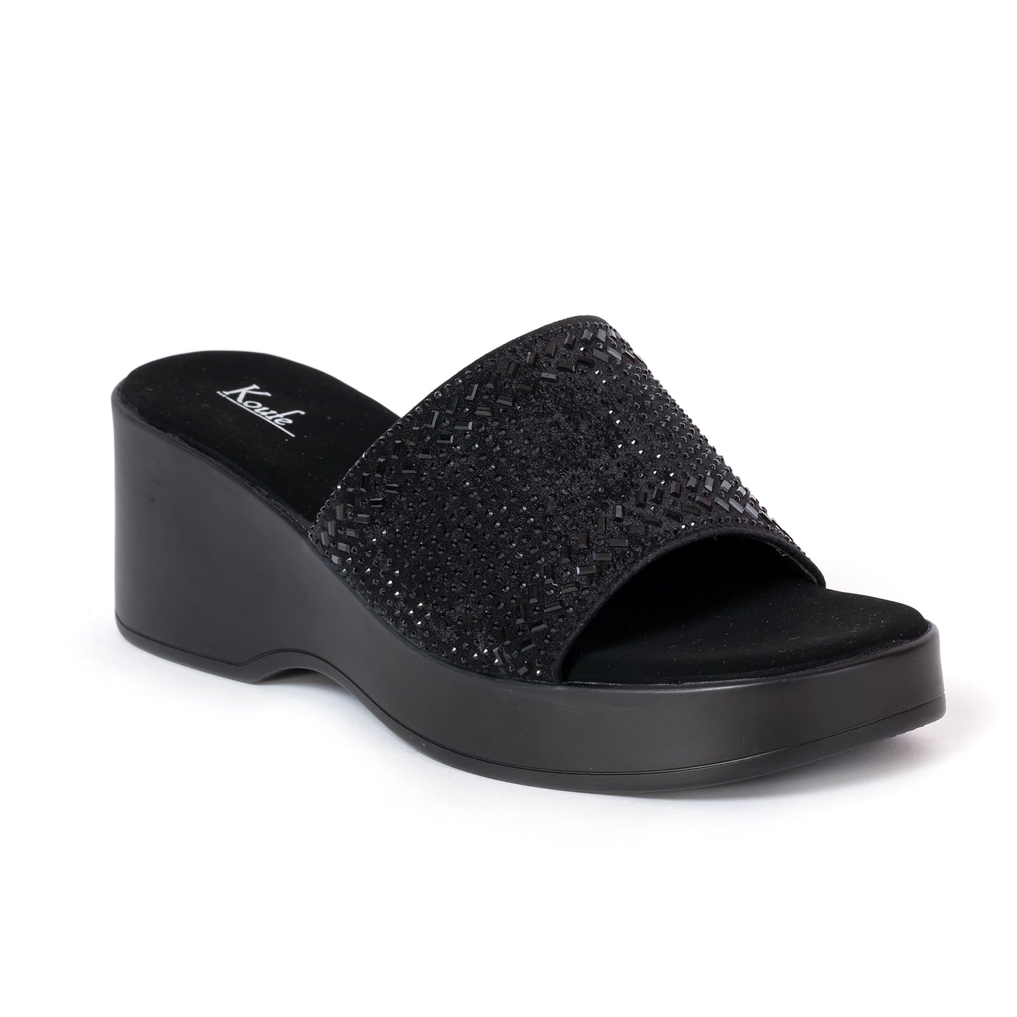 Party WEDGES Slip Ons BLACK