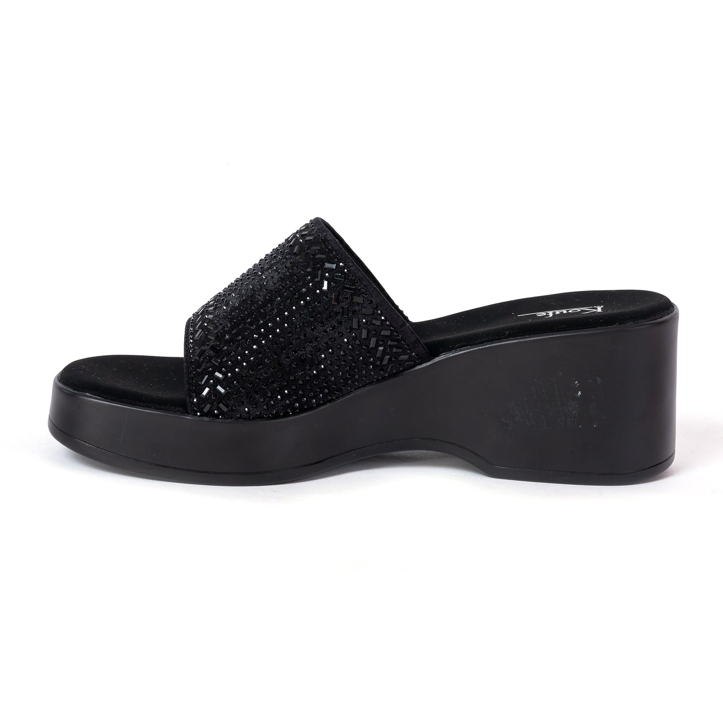 Party WEDGES Slip Ons BLACK