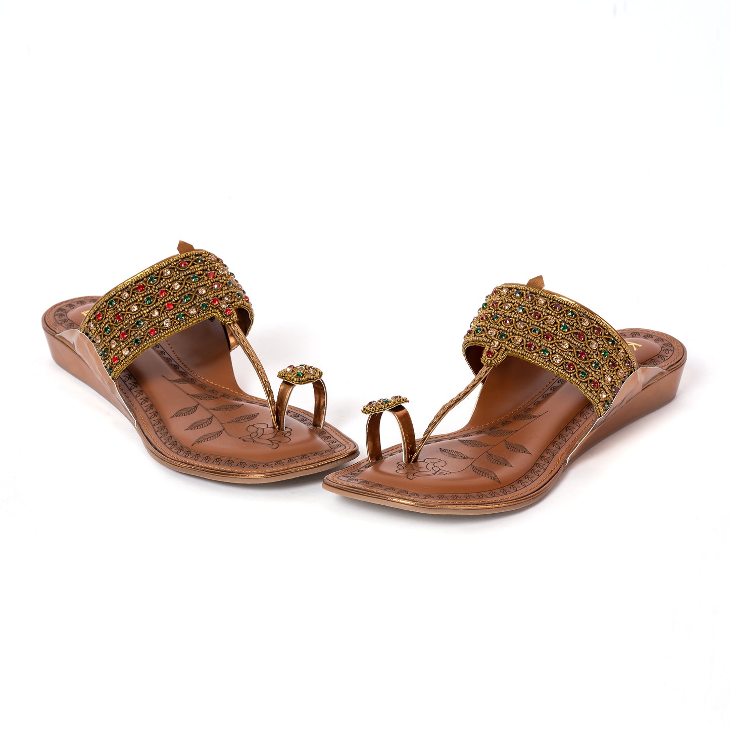 Designer Kolhapuri Flats- Antique