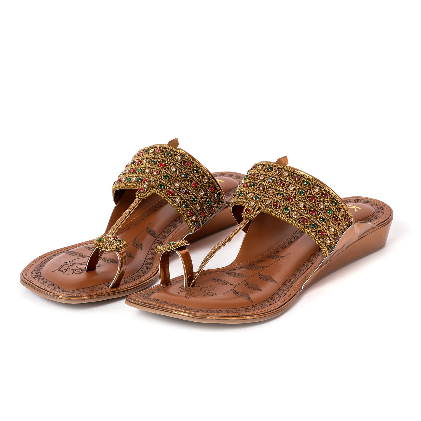 Designer Kolhapuri Flats- Antique