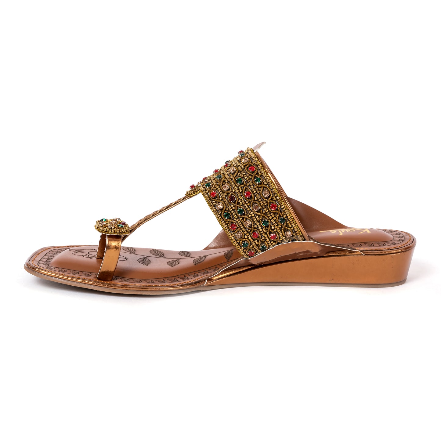 Designer Kolhapuri Flats- Antique