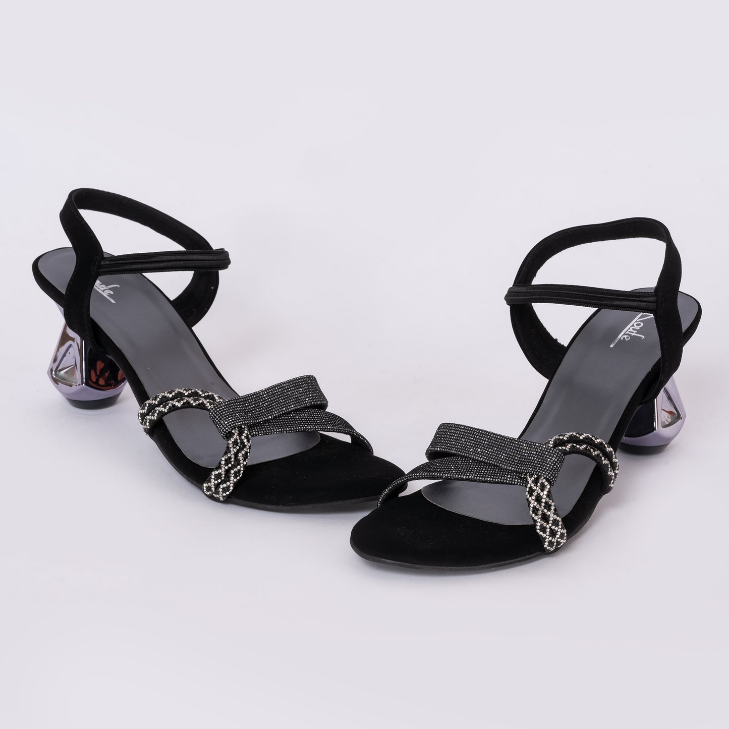 Party Sandals Mules Heel Black