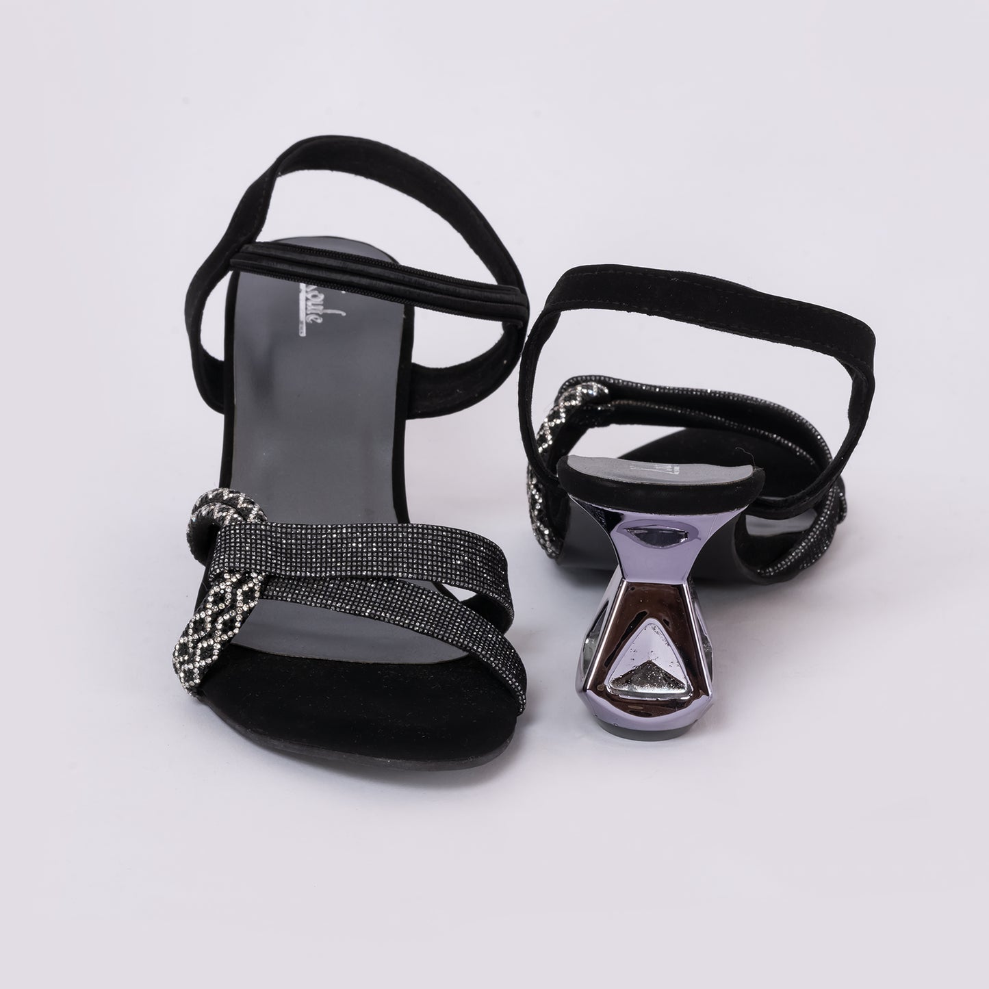 Party Sandals Mules Heel Black