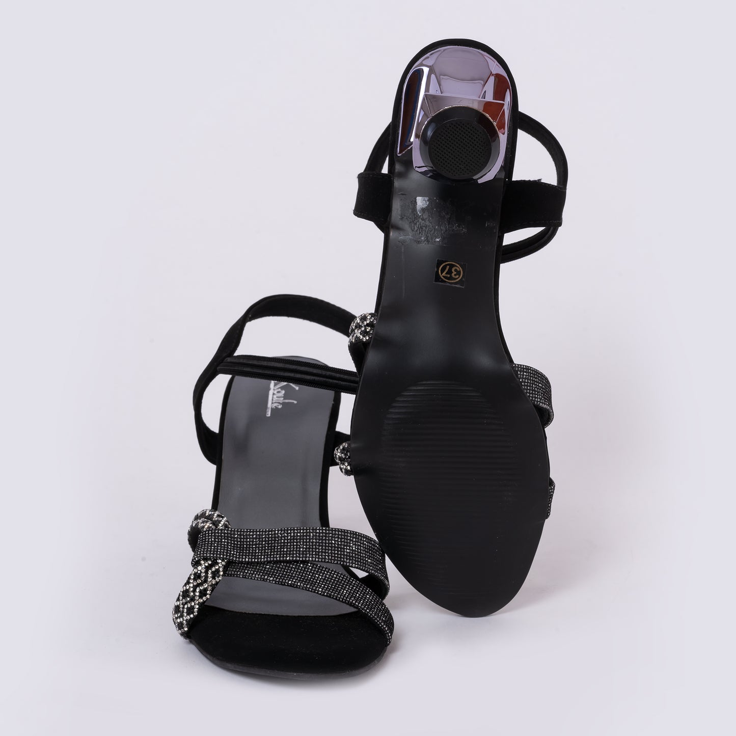 Party Sandals Mules Heel Black