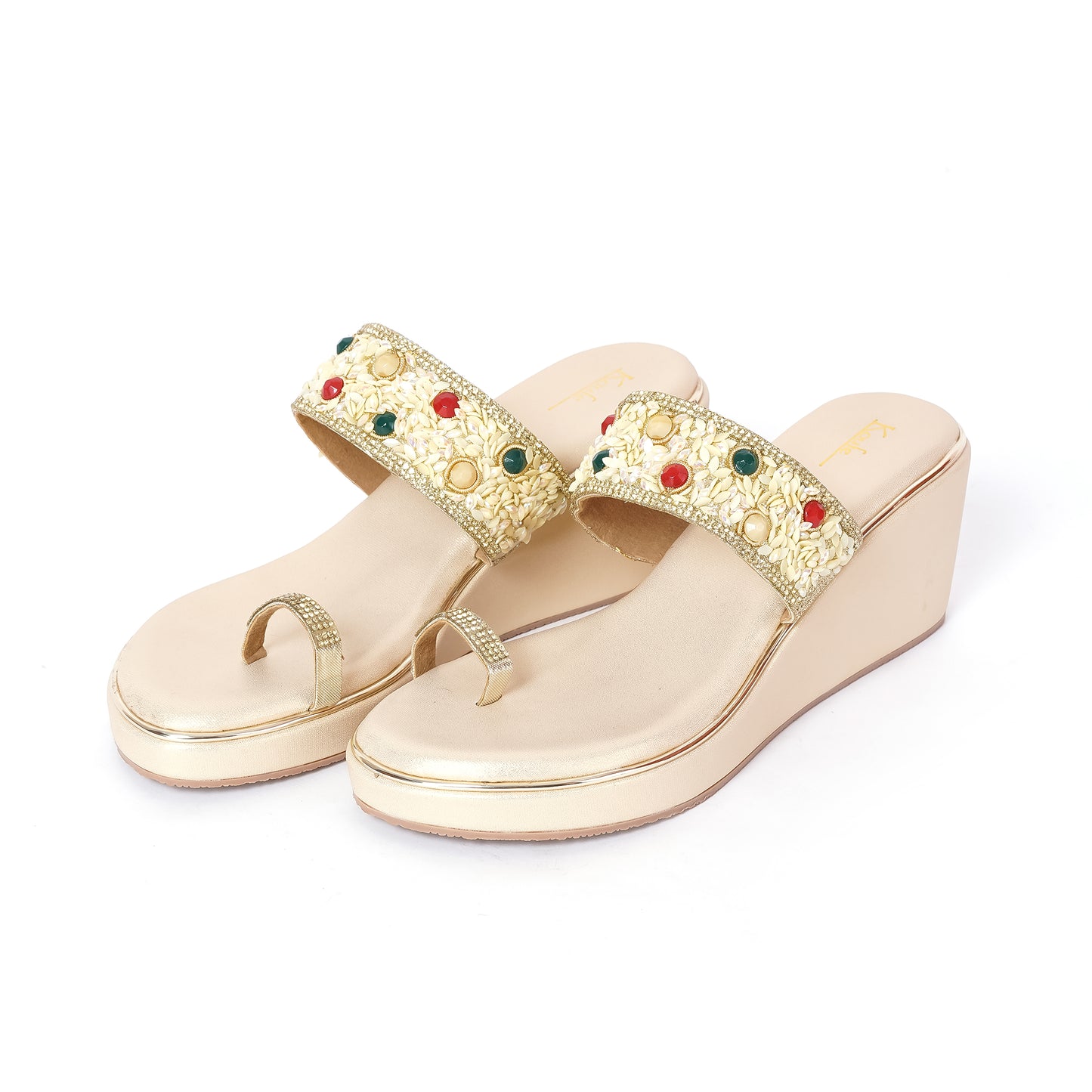Ethnic WEDGES Slip Ons GOLD