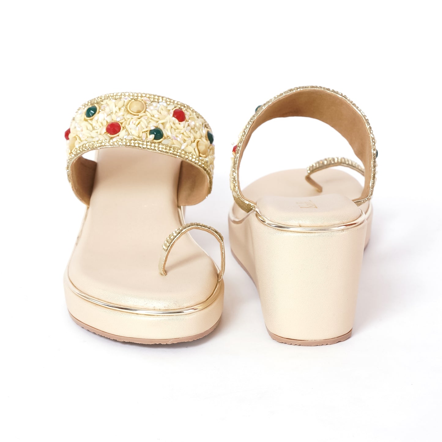 Ethnic WEDGES Slip Ons GOLD