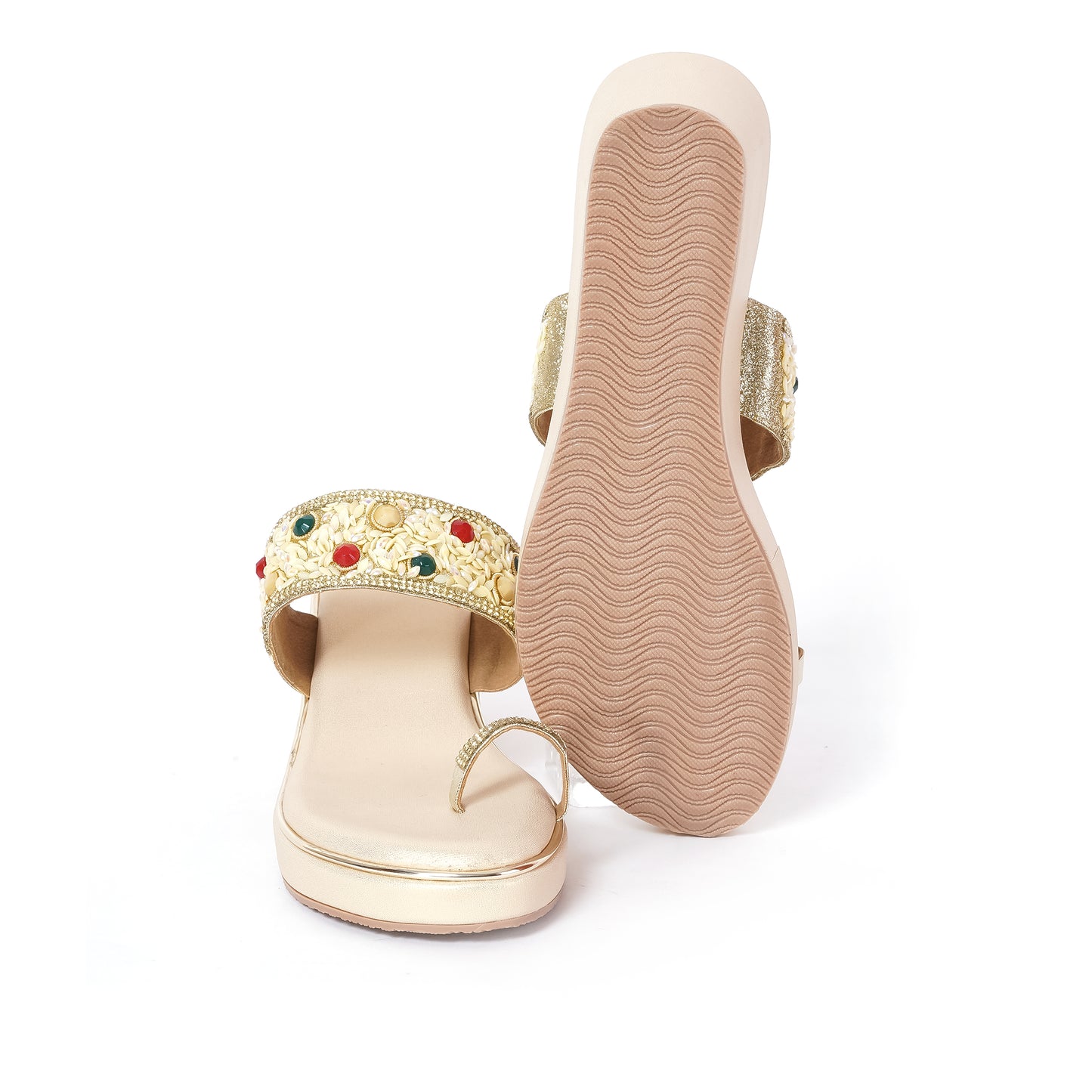Ethnic WEDGES Slip Ons GOLD