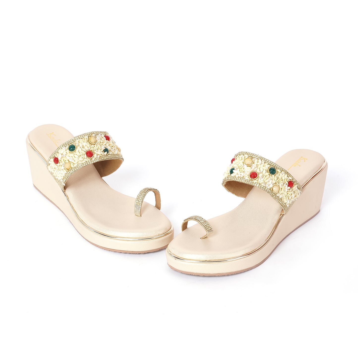 Ethnic WEDGES Slip Ons GOLD