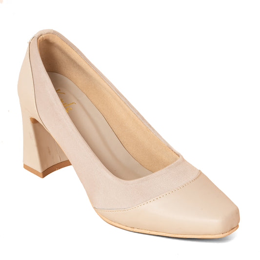 Heel in Wedges - Beige - Leather