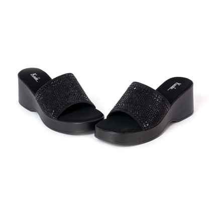 Party WEDGES Slip Ons BLACK