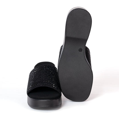 Party WEDGES Slip Ons BLACK