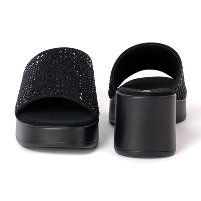 Party WEDGES Slip Ons BLACK