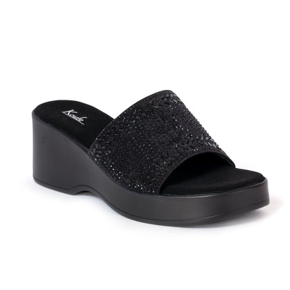 Party WEDGES Slip Ons BLACK