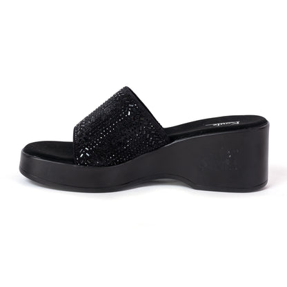 Party WEDGES Slip Ons BLACK
