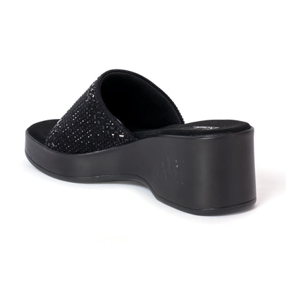 Party WEDGES Slip Ons BLACK