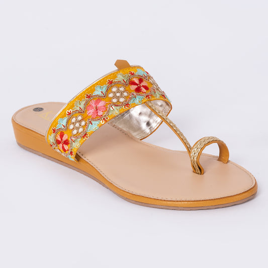 Ethnic Kolhapuris Yellow