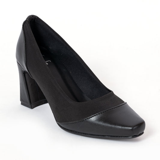 Heel in Wedges - Black - Leather