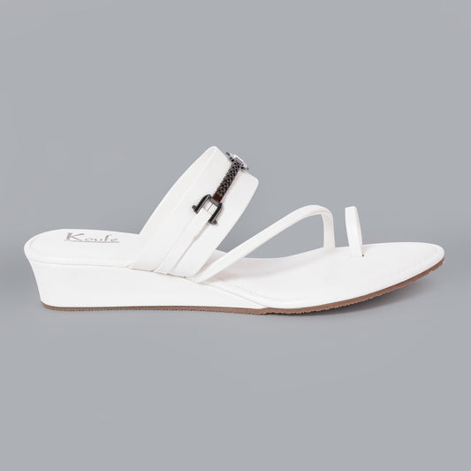 Cross Toe Flats - White