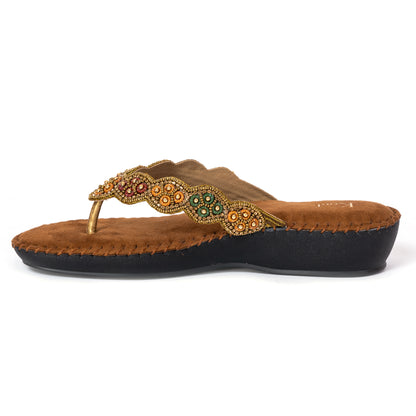 T Shape Flats Comfort-Antique