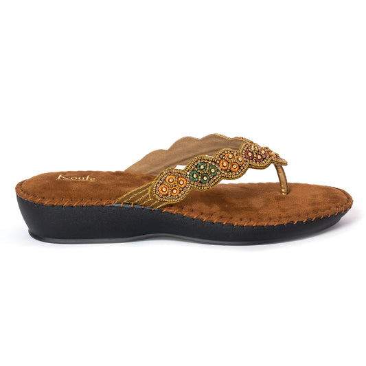 T Shape Flats Comfort-Antique