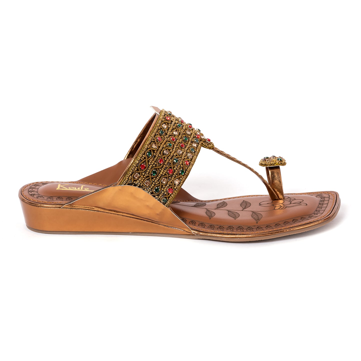 Designer Kolhapuri Flats- Antique