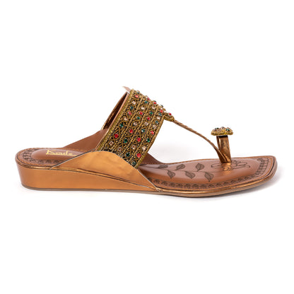 Designer Kolhapuri Flats- Antique