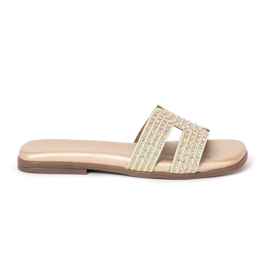 Round Toe I Flats - Gold