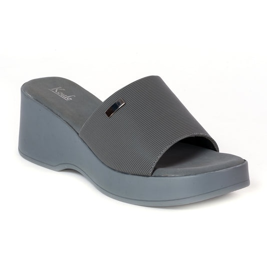 Party WEDGES Slip Ons GREY