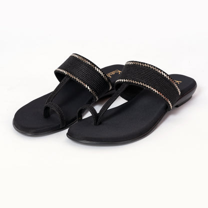 Round Toe Flats - Black