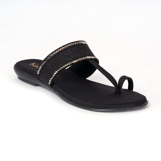 Round Toe Flats - Black