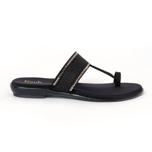 Round Toe Flats - Black