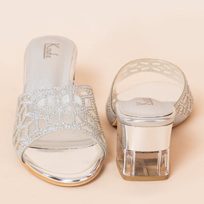 Slip On Mule | Heel | Silver