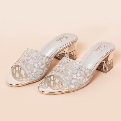 Slip On Mule | Heel | Silver