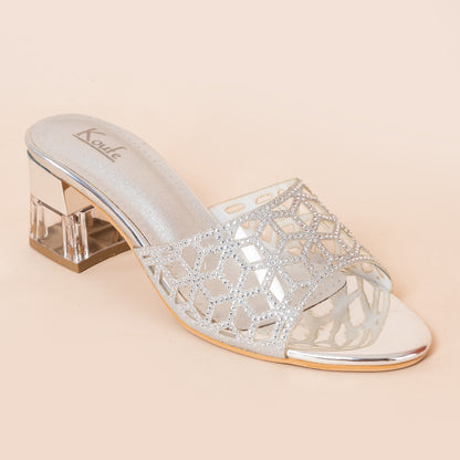 Slip On Mule | Heel | Silver