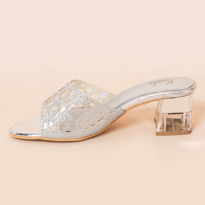 Slip On Mule | Heel | Silver