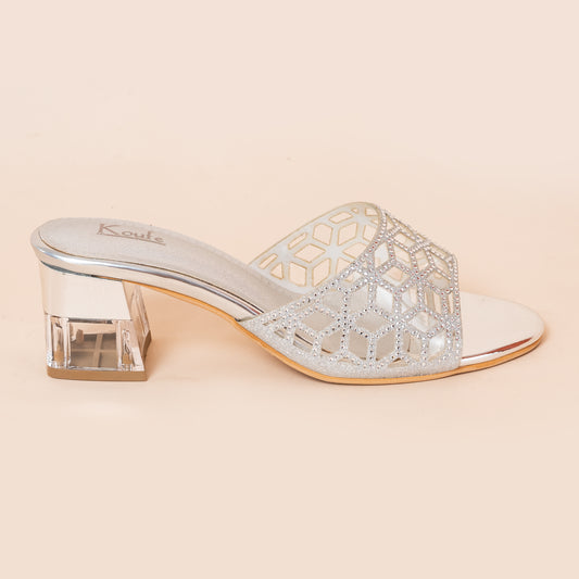 Slip On Mule | Heel | Silver