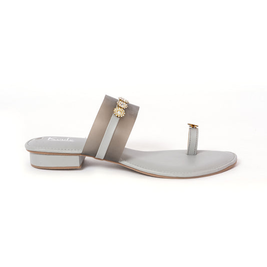 Round Toe Flats - Grey