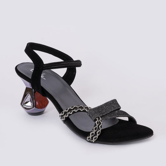 Party Sandals Mules Heel Black