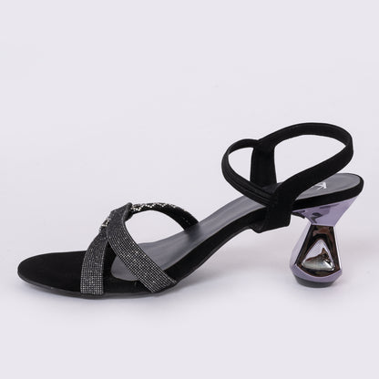 Party Sandals Mules Heel Black
