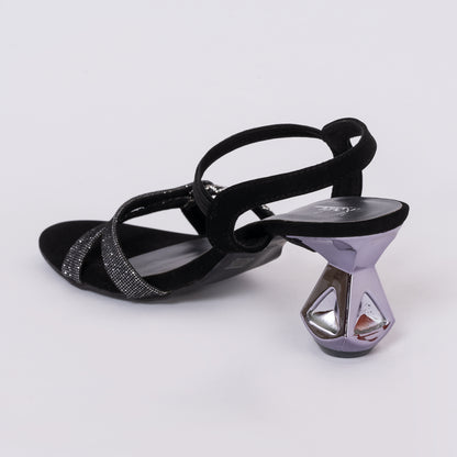 Party Sandals Mules Heel Black