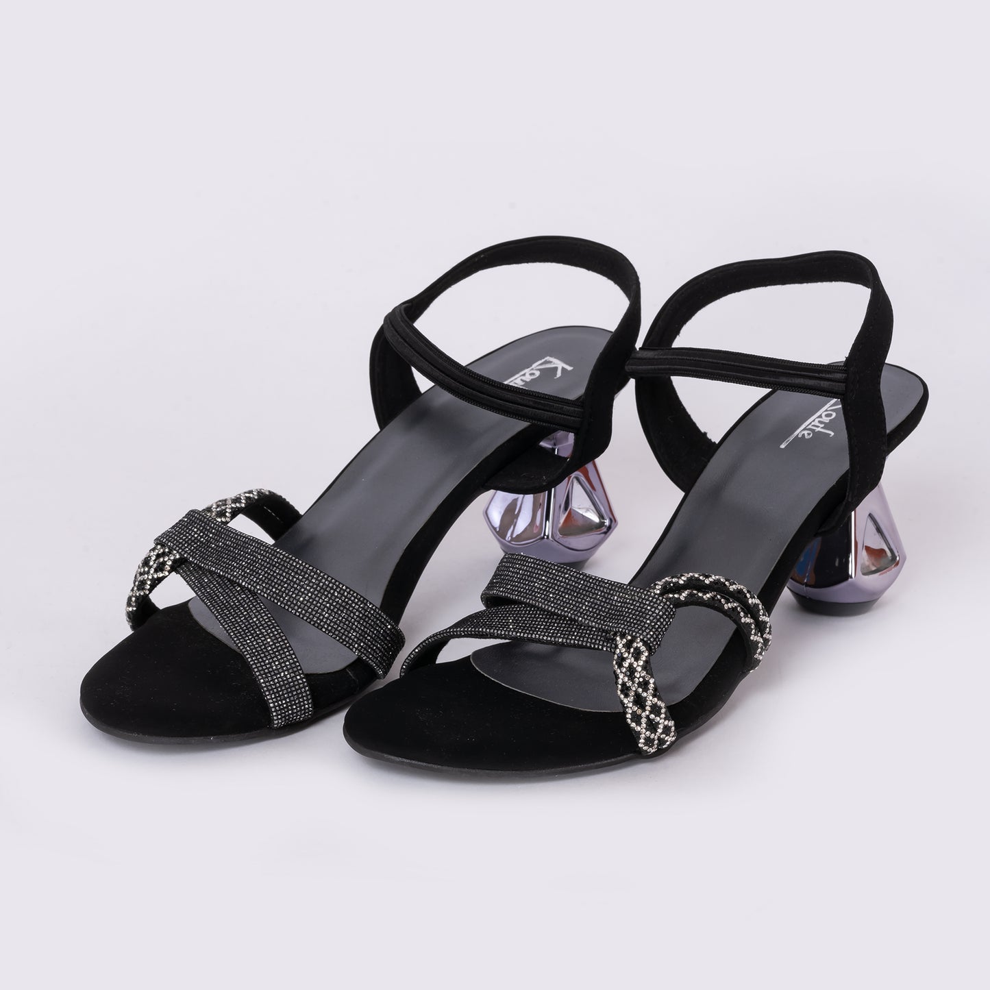Party Sandals Mules Heel Black