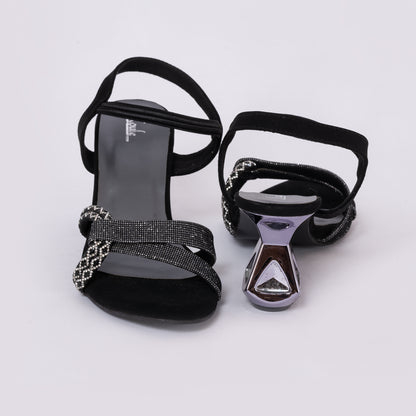 Party Sandals Mules Heel Black