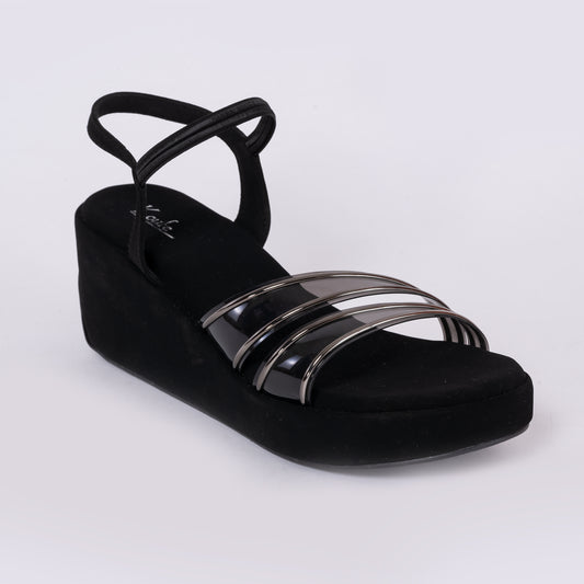 Party Wedges Sandals Black