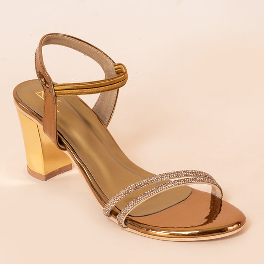 Chunky Heel Sandals | Embellished | Antique