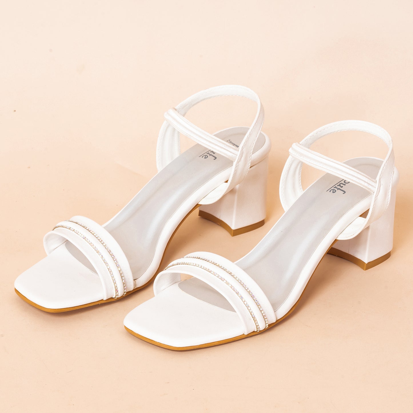 Party Heel Sandals | Ankle Strap | White