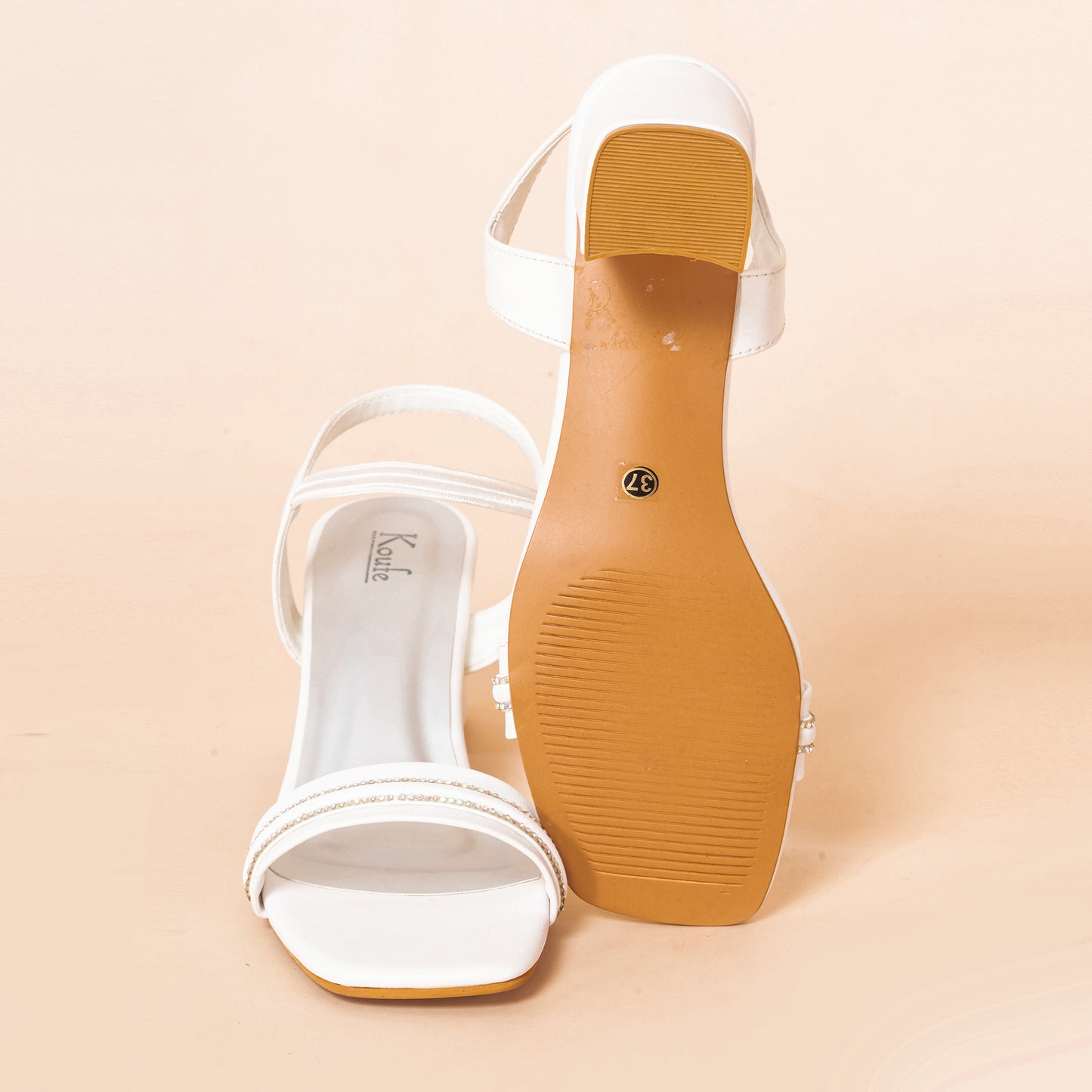 Party Heel Sandals | Ankle Strap | White