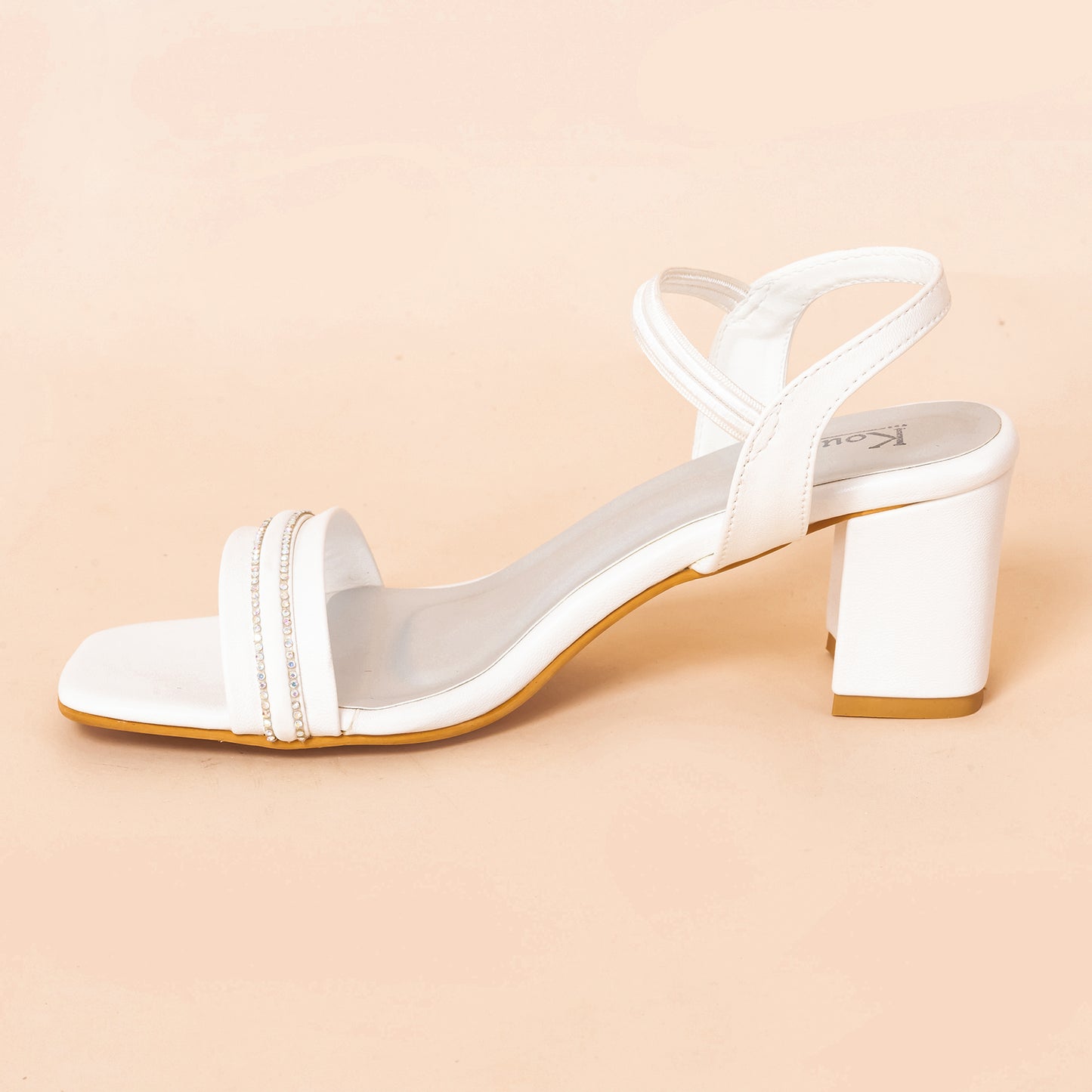 Party Heel Sandals | Ankle Strap | White